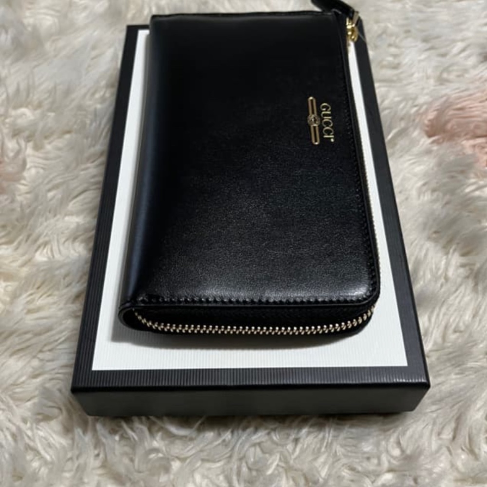Authentic Gucci Plutone Black Soft Calf Leather Logo Three Quarter Zip W… - Picture 7 of 12